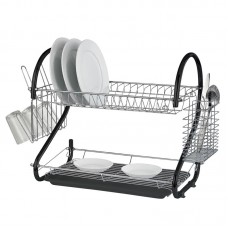 2 Tier Dish Drainer Rack Black